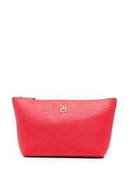 Tommy Hilfiger monogram-plaque make up bag - Rot