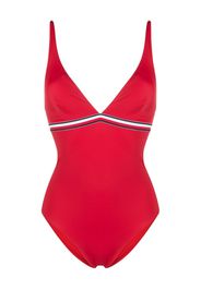 Tommy Hilfiger striped V-neck swimsuit - Rot