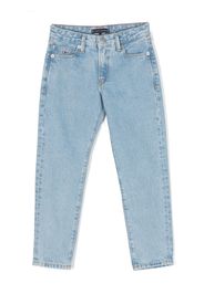 Tommy Hilfiger Junior logo-patch tapered-leg jeans - Blau
