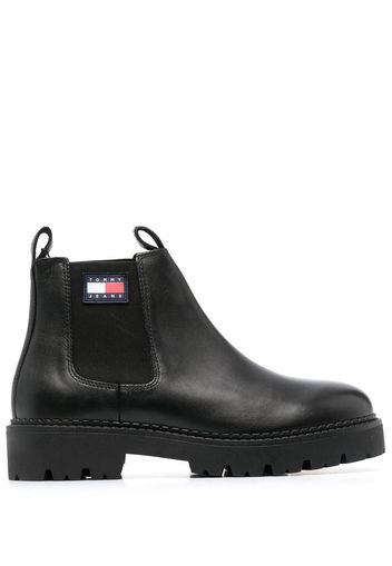 Tommy Jeans 40mm logo-patch leather boots - Schwarz