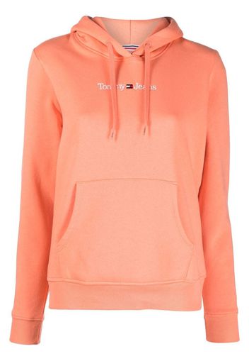 Tommy Jeans embroidered-logo long-sleeve hoodie - Orange