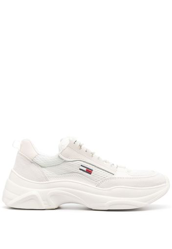 Tommy Jeans logo-detail low-top leather sneakers - Nude