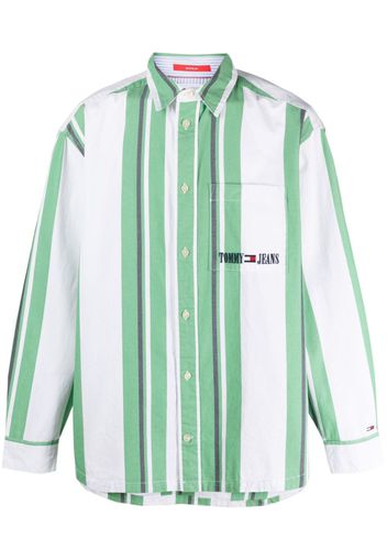 Tommy Jeans oversized striped cotton shirt - Grün