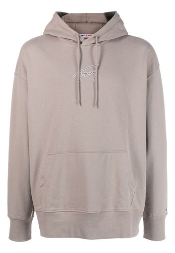 Tommy Jeans logo-embroidery drawstring hoodie - Nude