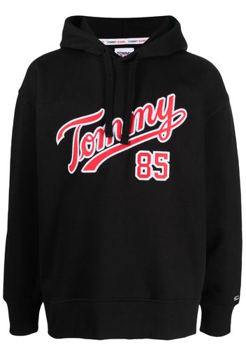 Tommy Jeans logo-embroidered cotton-blend hoodie - Schwarz