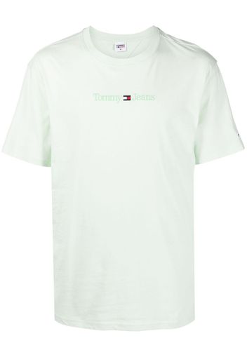 Tommy Jeans logo-embroidered cotton T-shirt - Grün