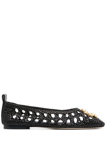 Tory Burch logo plaque woven ballerinas - Schwarz