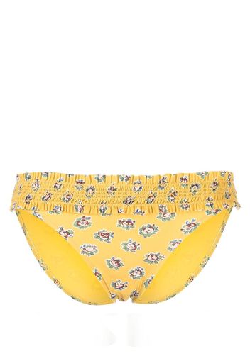 Tory Burch Costa-print hipster bikini bottoms - Gelb