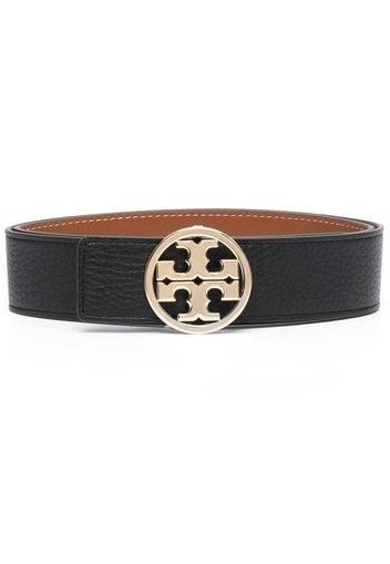 Tory Burch logo-plaque buckle belt - Schwarz