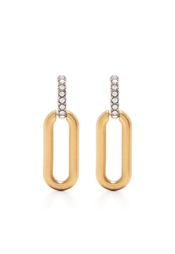 Tory Burch crystal-embellished long hoop earrings - Gold