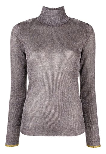 Tory Burch metallic-effect high neck jumper - Silber