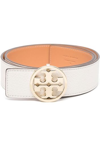 Tory Burch logo-plaque buckle belt - Weiß