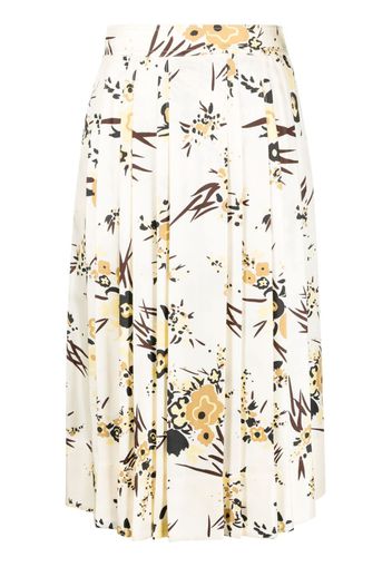 Tory Burch floral-print pleated skirt - Nude