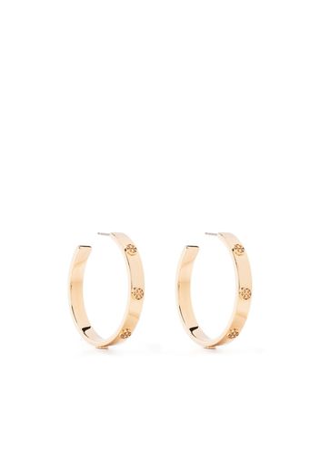 Tory Burch embossed-logo hoop earrings - Gold