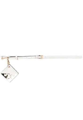 Tory Burch Croc-embossed mirror logo belt - Weiß