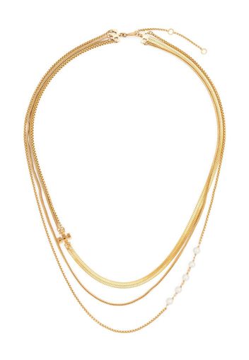 Tory Burch logo-plaque multi-chain necklace - Gold