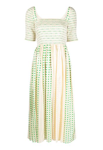 Tory Burch polka-dot print silk smock dress - Nude