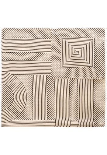 Totême striped monogram print scarf - Nude