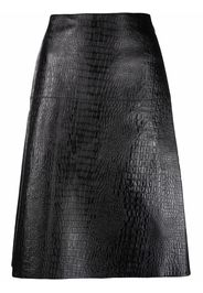 Totême crocodile-effect wrap leather skirt - Schwarz