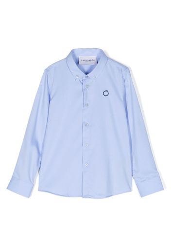 TRUSSARDI JUNIOR logo-embroidered button-down shirt - Blau