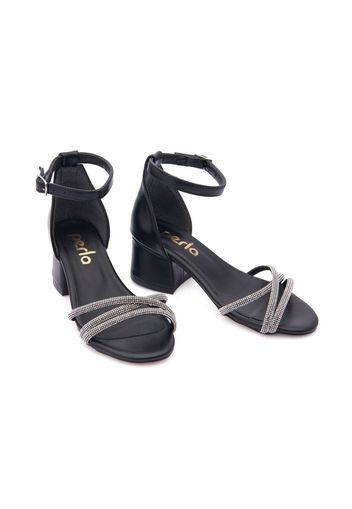 Tulleen rhinestone-embellished triple-strap sandals - Schwarz