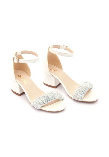 Tulleen rhinestone-embellished scrunch-strap sandals - Nude