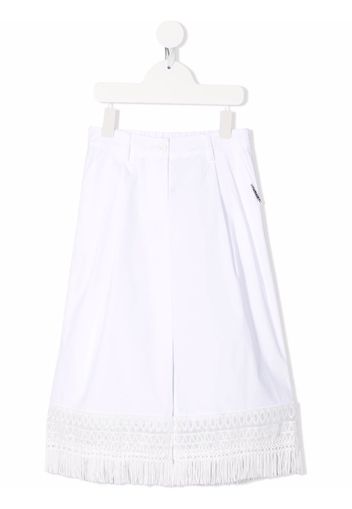 TWINSET Kids frayed-hem wide-leg trousers - Weiß