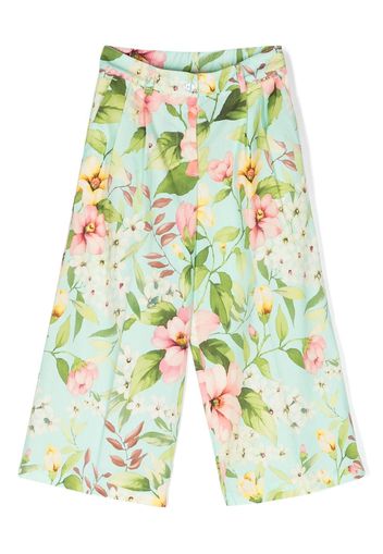 TWINSET Kids floral-print cropped trousers - Grün