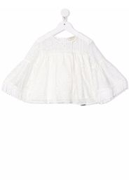 TWINSET Kids embroidered frayed-edge tunic top - Weiß