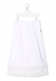 TWINSET Kids frayed-hem wide-leg trousers - Weiß