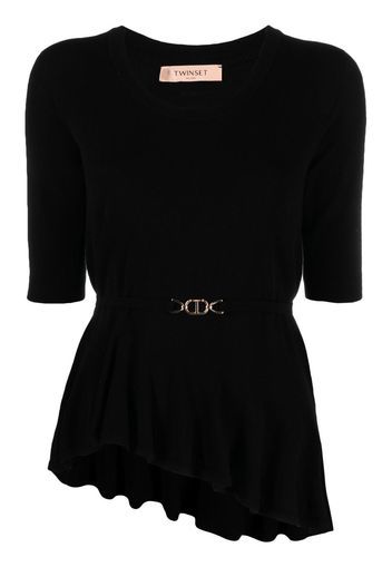 TWINSET logo-plaque knitted top - Schwarz