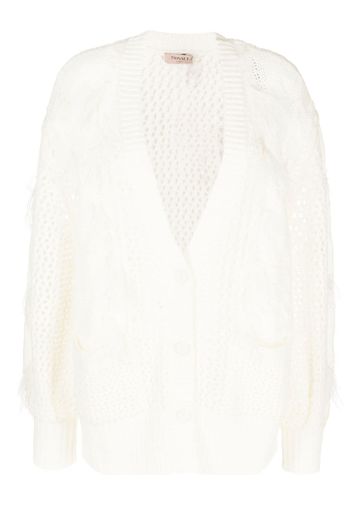 TWINSET open-knit V-neck cardigan - Weiß