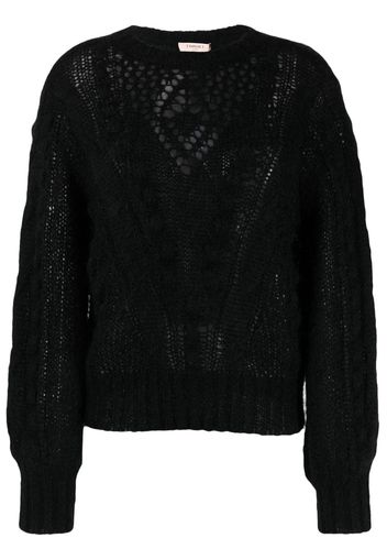 TWINSET open-knit round-neck jumper - Schwarz