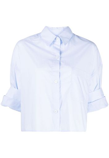 TWP folded-sleeve cotton cropped shirt - Blau