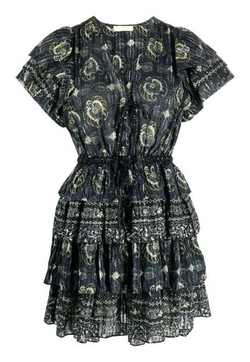 Ulla Johnson graphic-print short-sleeve mini dress - Blau