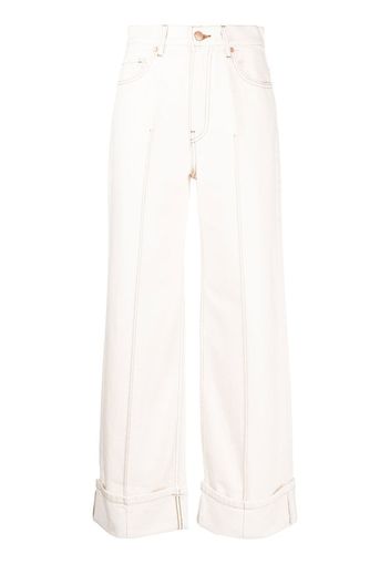 Ulla Johnson logo-patch wide-leg jeans - Weiß