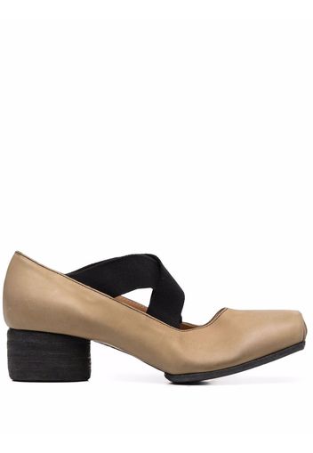 Uma Wang block-heel leather ballerina shoes - Grün