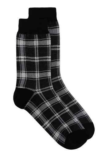 UNDERCOVER check-pattern logo-print socks - Grün