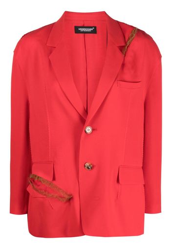 Undercover boxy distressed tulle-trim blazer - Rot