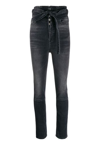 UNRAVEL PROJECT Taillenhohe Skinny-Jeans - Schwarz