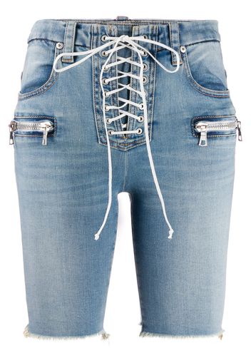 UNRAVEL PROJECT Jeans-Shorts mit Schnürung - Blau