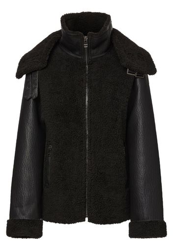 Unreal Fur Bomberjacke mit Shearling-Einsatz - Schwarz