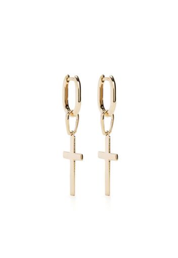 URSA 9kt yellow gold cross hoop earring