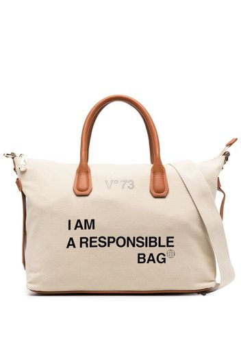 V°73 logo-print shoulder bag - Nude