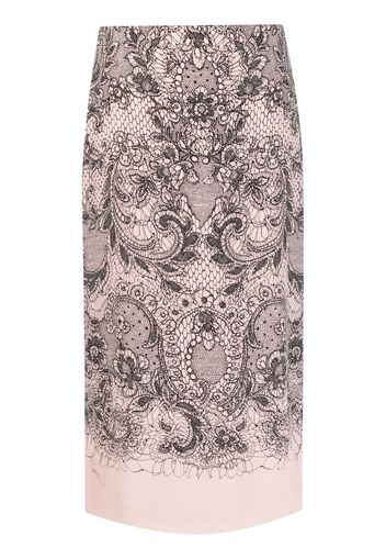 Valentino Pre-Owned 2000s lace print silk skirt - Rosa