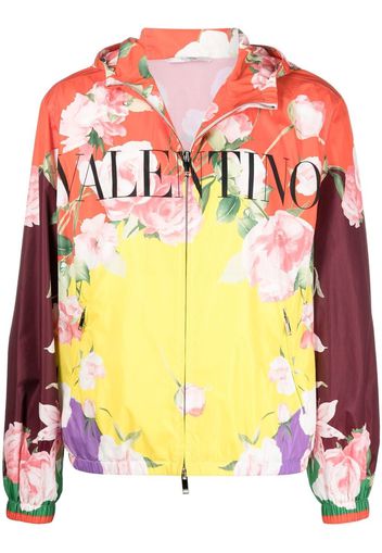 Valentino Kapuzenjacke mit Blumen-Print - Rot