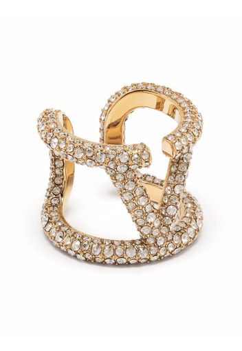 Valentino Garavani VLogo crystal-embellished ring - Gold