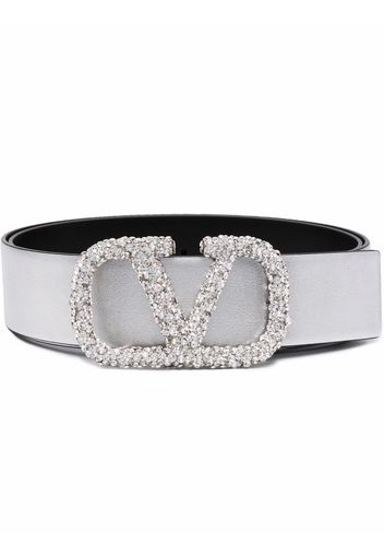 Valentino Garavani VLogo Signature crystal-embellished reversible belt - Silber