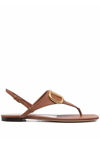 Valentino Garavani Vlogo plaque flat sandals - Braun