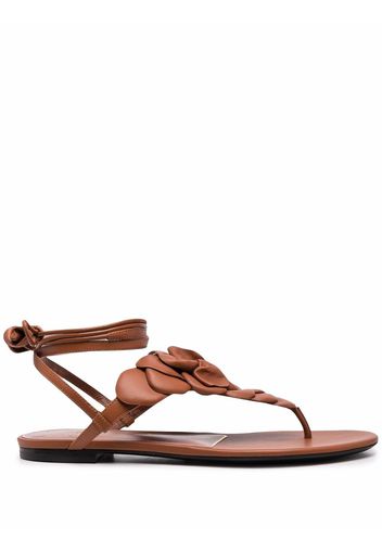 Valentino Garavani floral appliqué leather sandals - Braun